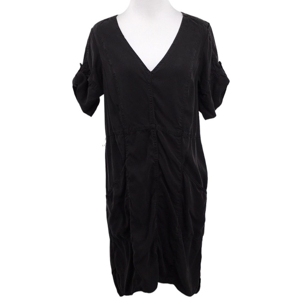 Pilcro And The Letterpress Dress Womens Small Black Sheath Short Sleeve Lyocell